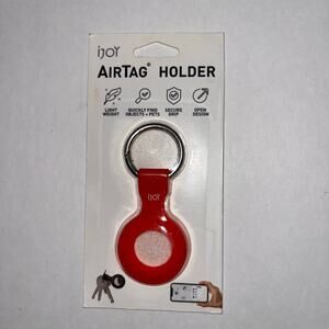 iJOY AirTag Holder Keychain Red Silicone Case Key Ring Apple Tracker NWT